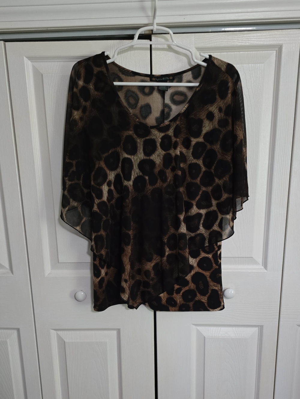 Suzie In The City Leopard Print Sheer Blouse - Brown & Black